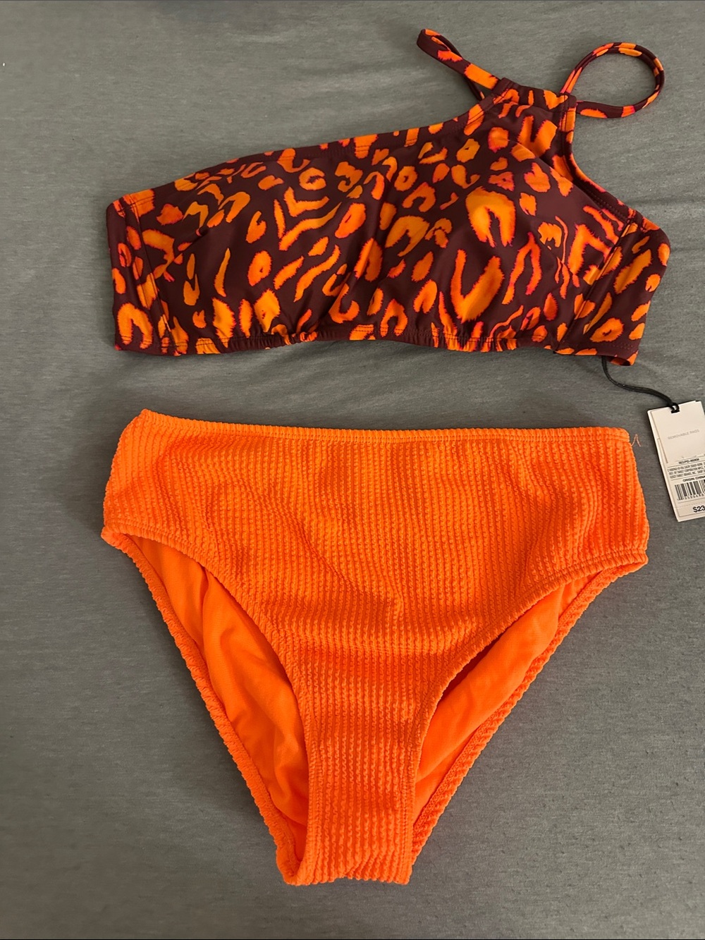 Closing my store !!! Shade & Shore Neon Orange Animal Print Bikini Set
